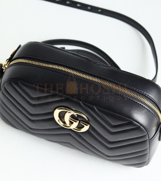 Gvc*1 GG Marmont Camera Bag  White Quilted Napa Leather Light Gold Hardware 24×15×8cm