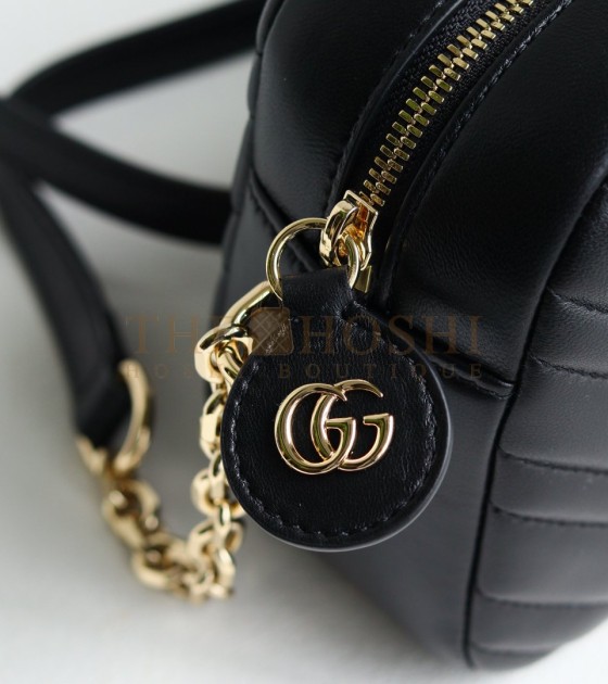 Gvc*1 GG Marmont Camera Bag  White Quilted Napa Leather Light Gold Hardware 24×15×8cm