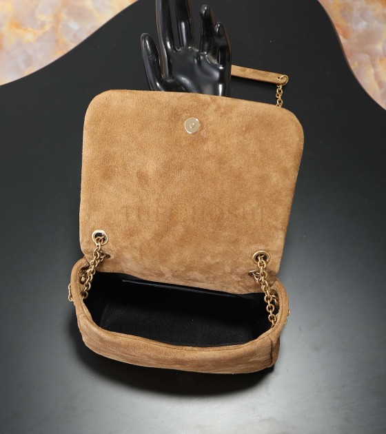 Sa1nt Lau*nt Y51 Jamie 4.3 Bag Suede Leather Camel Brown 20*12*7cm 809696 Master Quality