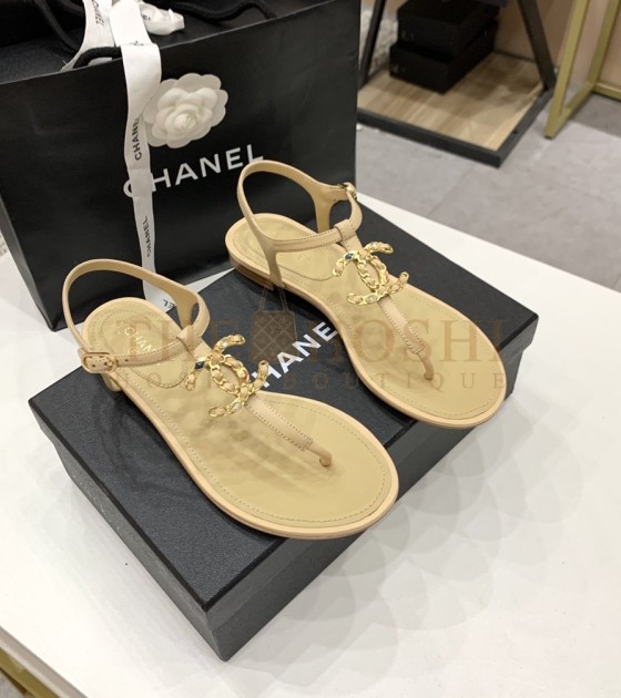 Ch**el Sandals Lambskin Leather Women