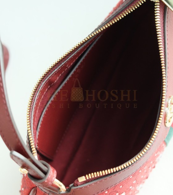 Gvc*1 Ophidia Small Boston Shoulder Bag Burgundy Size 26×15×6.5cm Master Quality