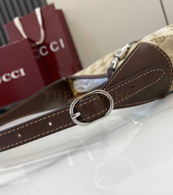 Gvc*1 Jackie Slim Famiglia Crossbody Bag GG Canvas Leather Trim Beige Brown 27×13×6cm Master quality