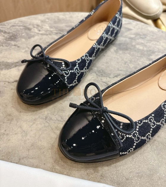 Gvc*1 Crysta GG Ballet Flats Denim Navy Blue Women