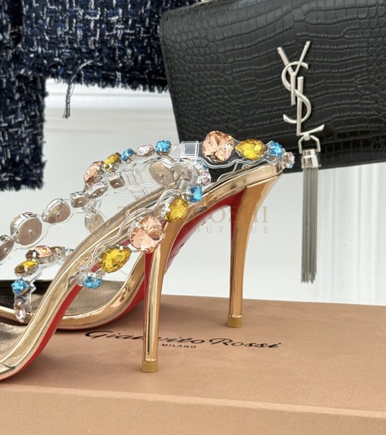 Chr1st1an Louboutin CL Heels Crystal Red Sole Gold Master Quality