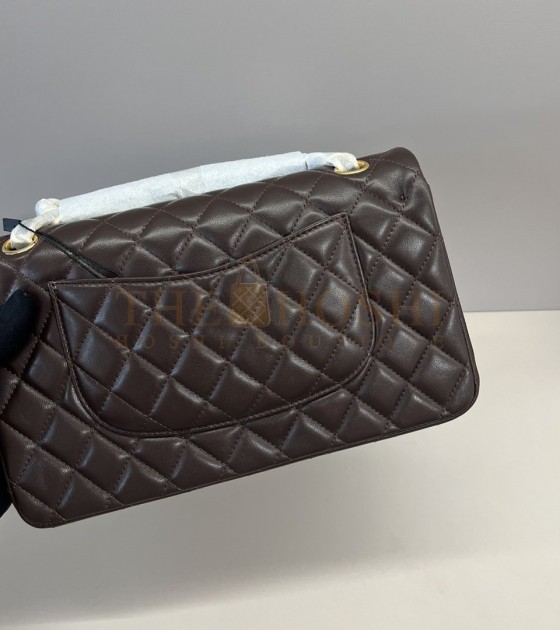 Ch**el CF 25cm Upgraded Lambskin Classic Flap Bag Dark Brown Master Quality