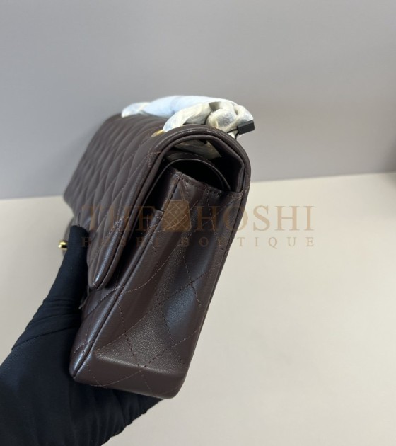 Ch**el CF 25cm Upgraded Lambskin Classic Flap Bag Dark Brown Master Quality