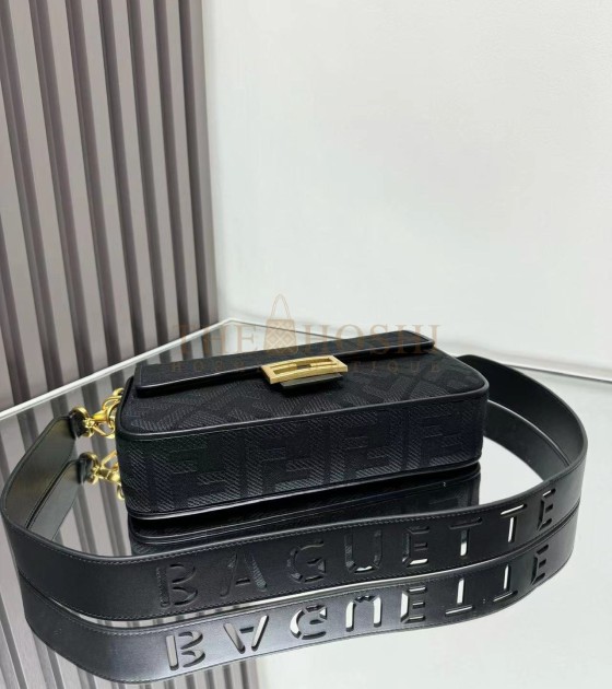 F**di Baguette Bag Canvas Leather Gold Hardware Medium Size 27*6*15CM