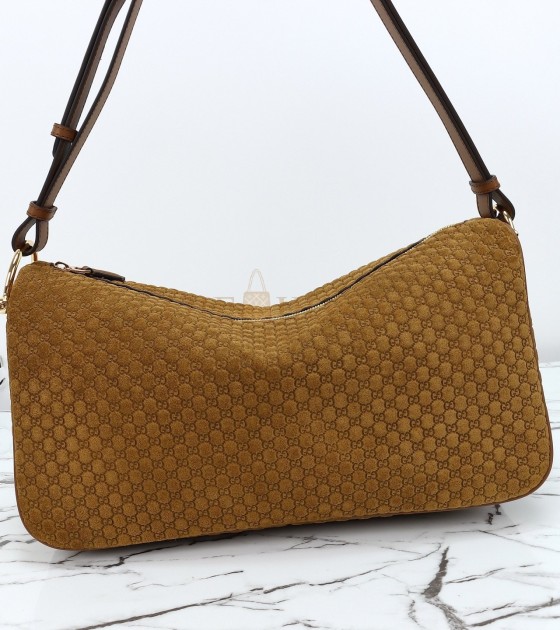 Gvc*1 Horsebit Shoulder Bag Suede Leather Brown Size  38*20*15 cm Master Quality