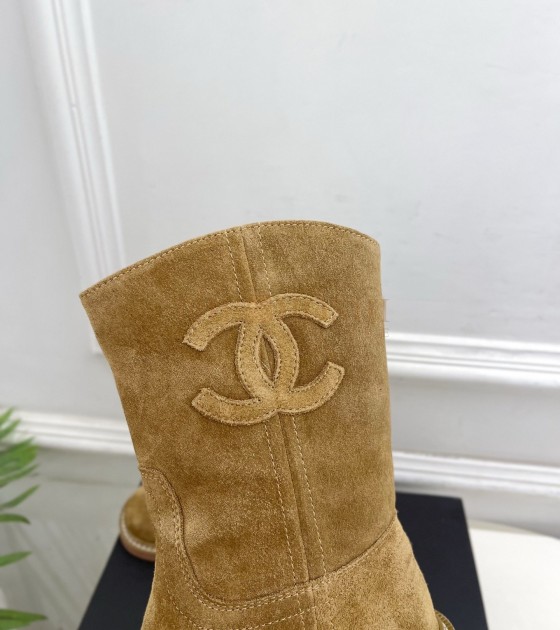 Ch**el CC Logo Ankle Boots Black Lambskin 4cm Heel 35-41 Master Quality