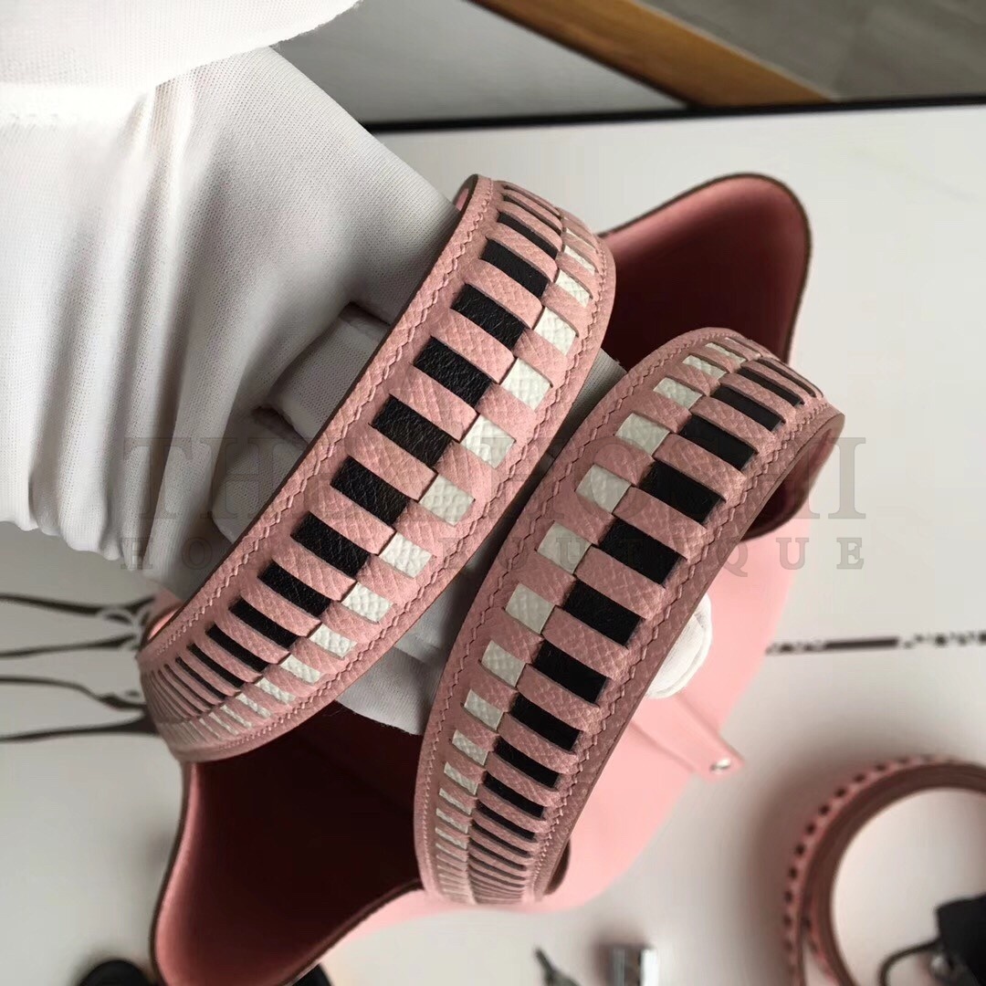 H**me5 Pink Picotin Lock 22cm Braided Handle Bag Master Quality