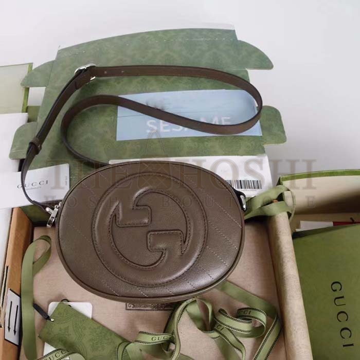 Gvc*1 Women GG Blondie Mini Shoulder Bag Brown Leather Round Interlocking G Patch Master Quality