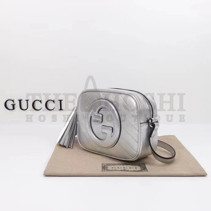 Gvc*1 Women GG Blondie Small Shoulder Bag Metallic Silver Leather Zipper Closure Master Quality