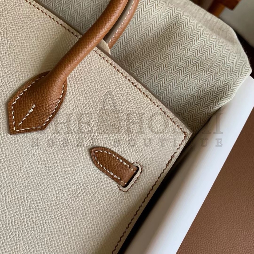 H**me5 HSS Birkin 25 Sellier Bag in Craie and Gold Epsom Calfskin Master Quality