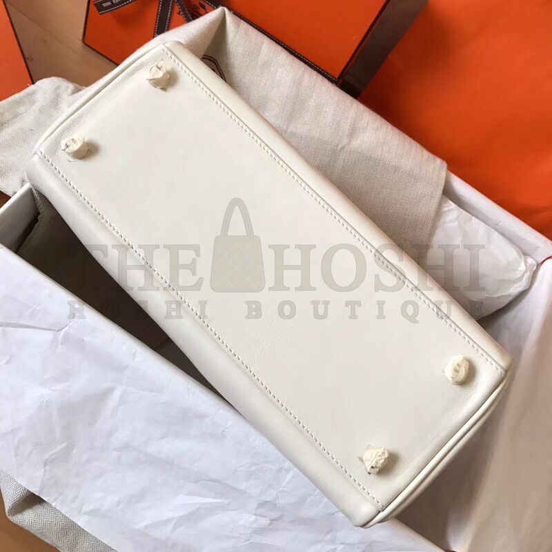 H**me5 White Swift Kelly 28cm Handmade Bag Master Quality