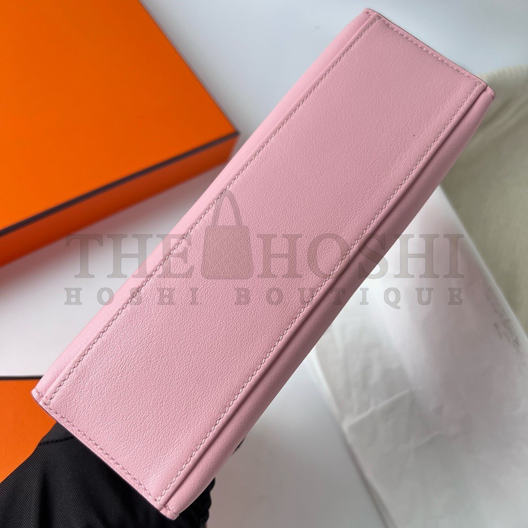 H**me5 HSS Kelly Pochette Bicolor Bag in Pink and Craie Swift Calfskin Master Quality