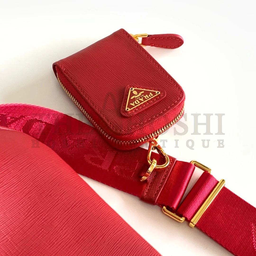 Pra*a Re-Edition 2005 Shoulder Bag In Red Saffiano Leather Master Quality
