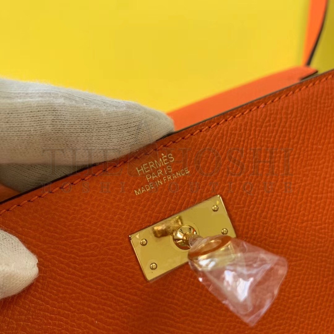 H**me5 Kelly Classique To Go Wallet In Orange Epsom Calfskin Master Quality