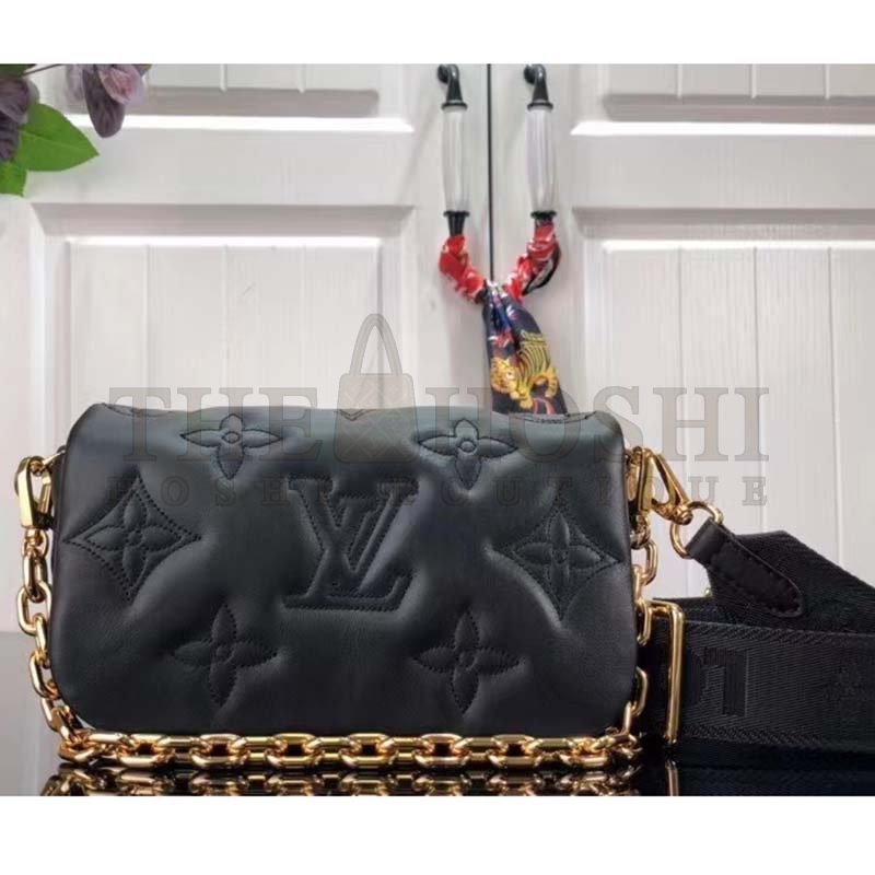 L0vis Vvtt0n LV Women Wallet On Strap Black Monogram Embroidered Leather Master Quality