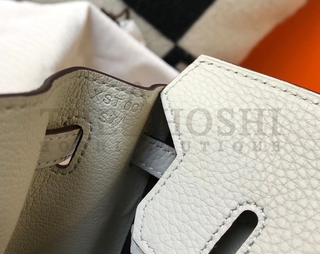 H**me5 Birkin 30 Bag in Pearl Grey Clemence Leather with GHW Master Quality