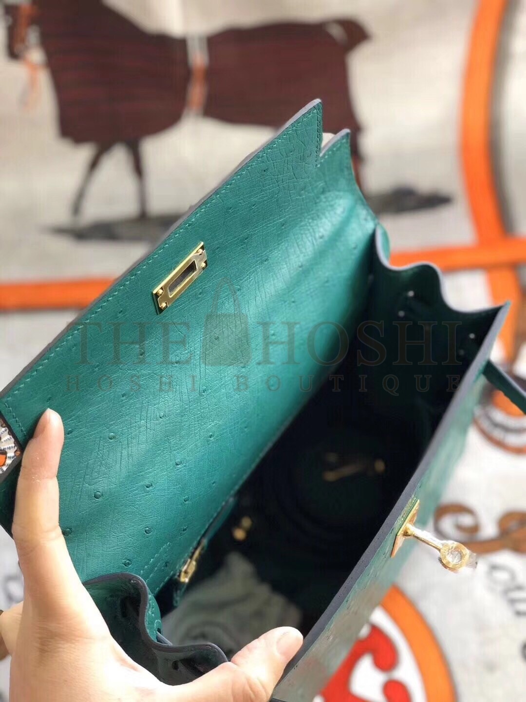 H**me5 Vert Vertigo Ostrich Kelly 25cm Handmade Bag Master Quality
