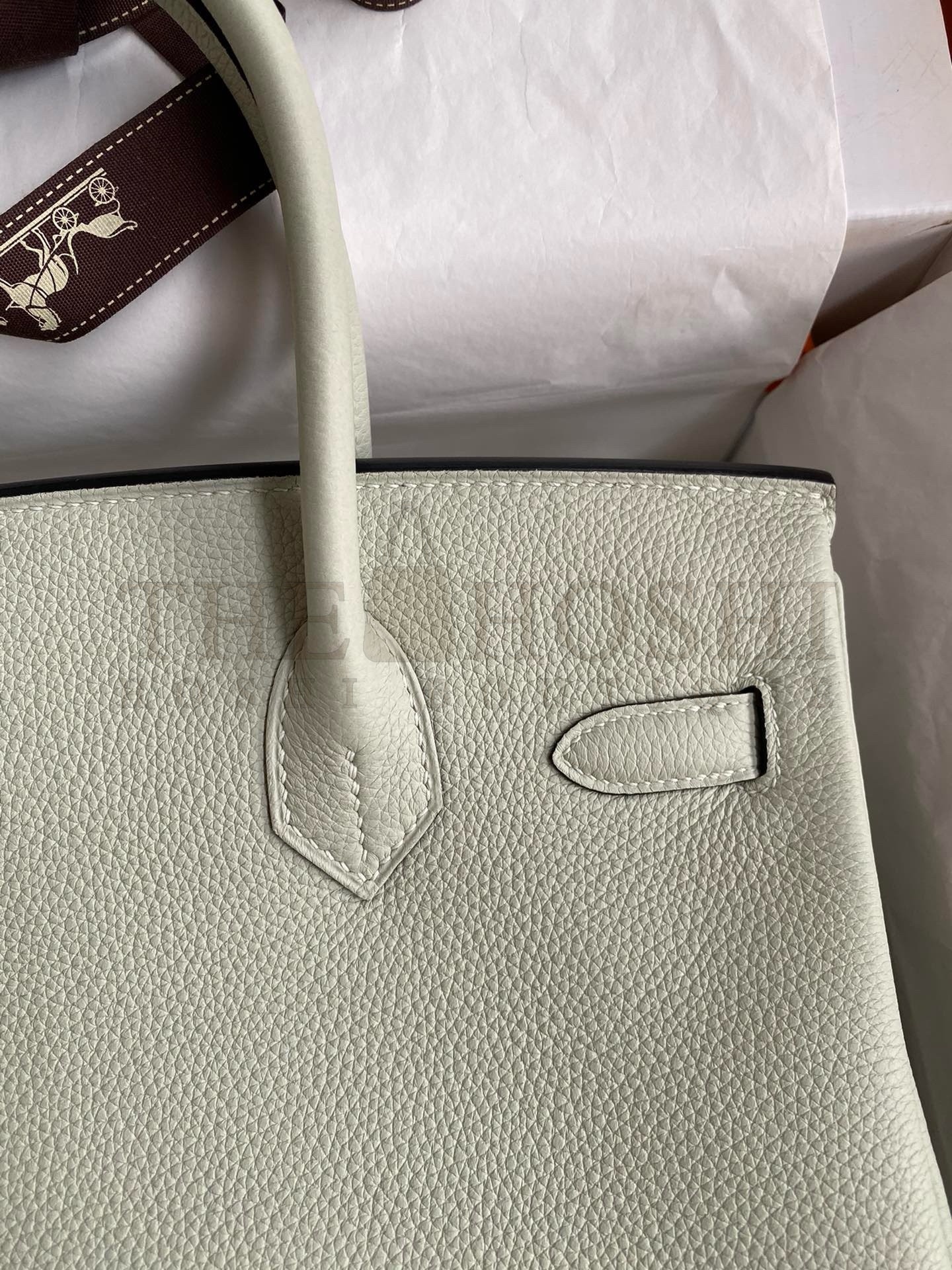 H**me5 Birkin 30 Retourne Handmade Bag In Gris Neve Clemence Leather Master Quality