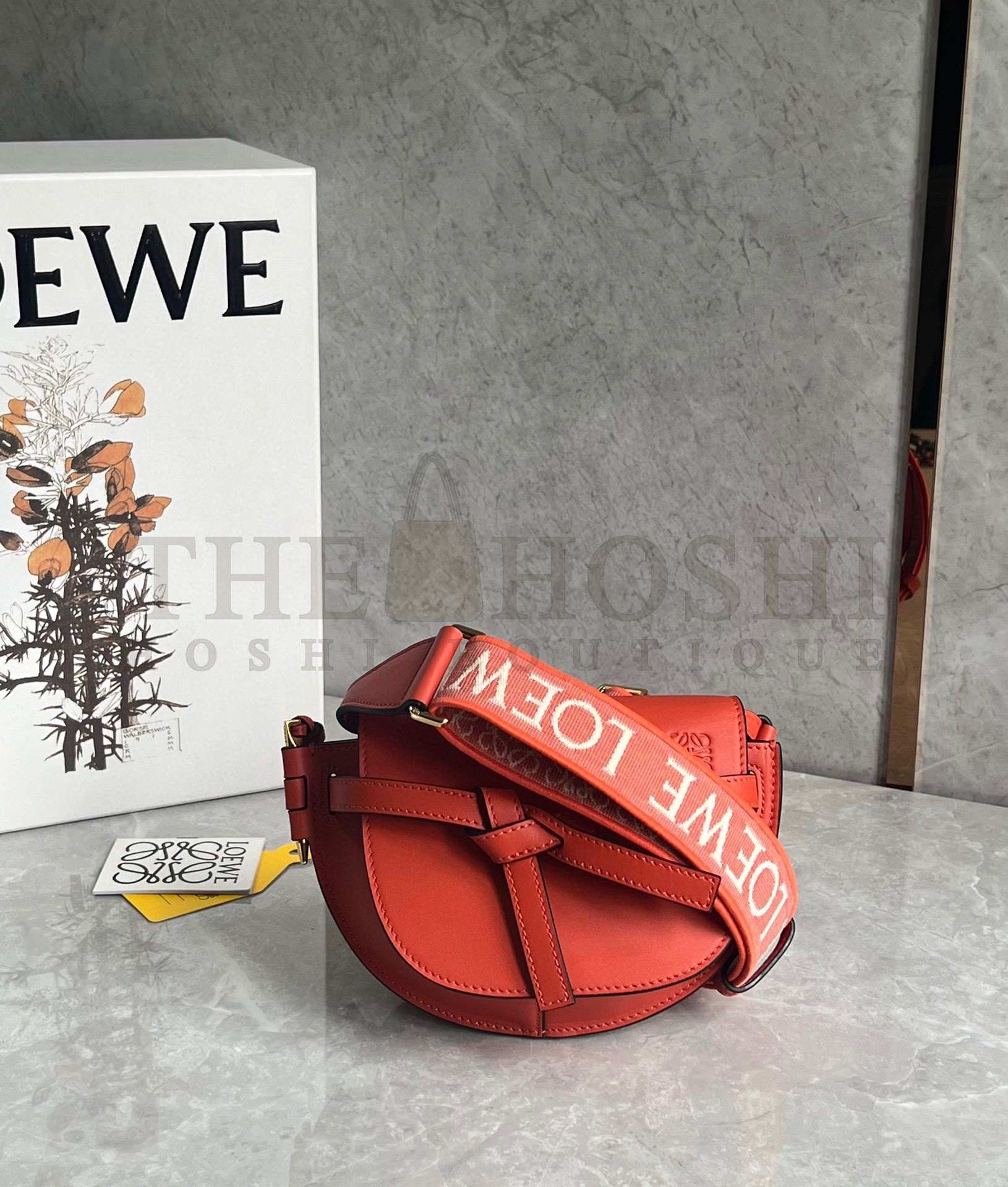 L0ew* Gate Dual Mini Bag in Sunrise Orange Calfskin Master Quality