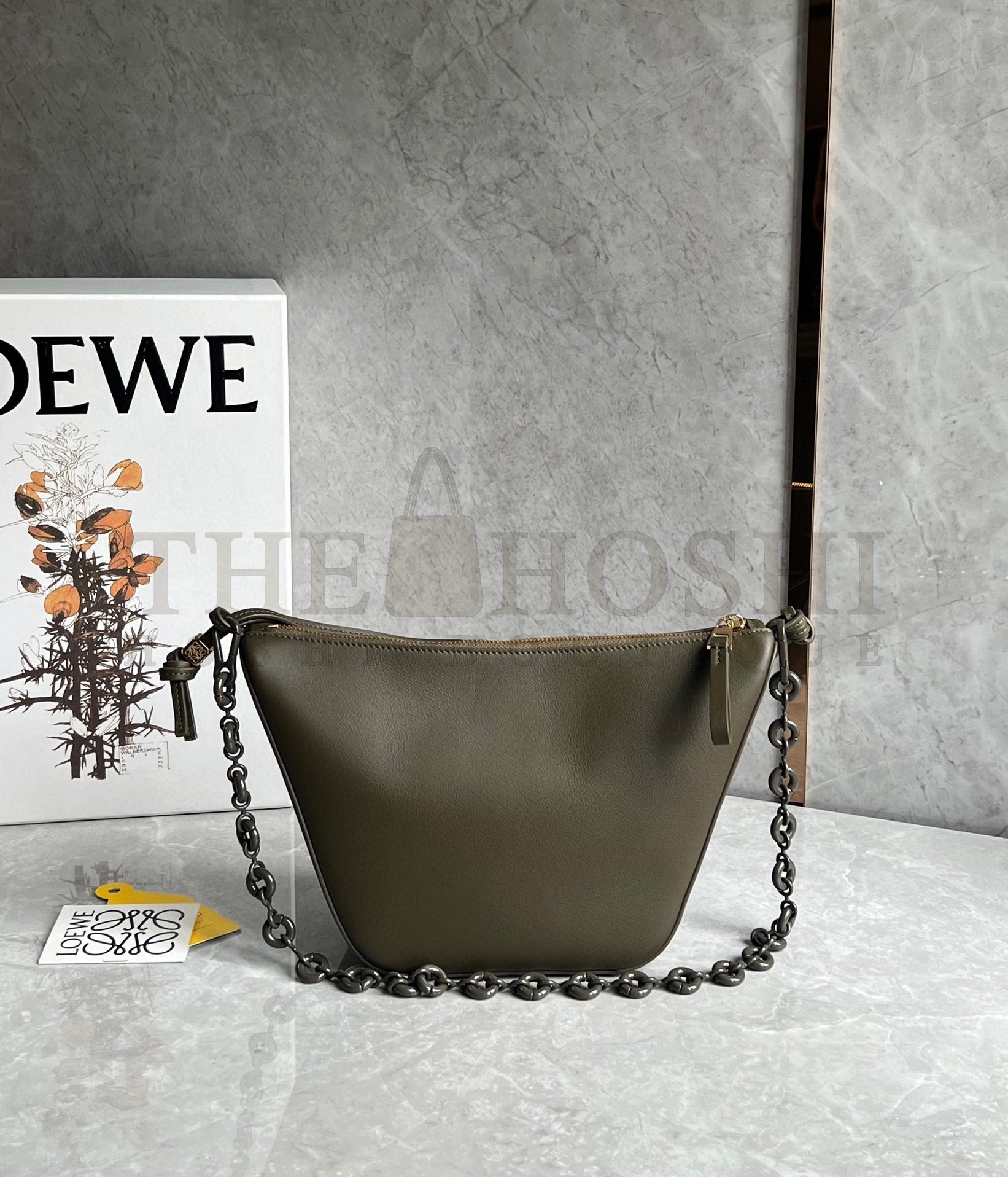L0ew* Mini Hammock Hobo Bag in Dark Green Calfskin Master Quality