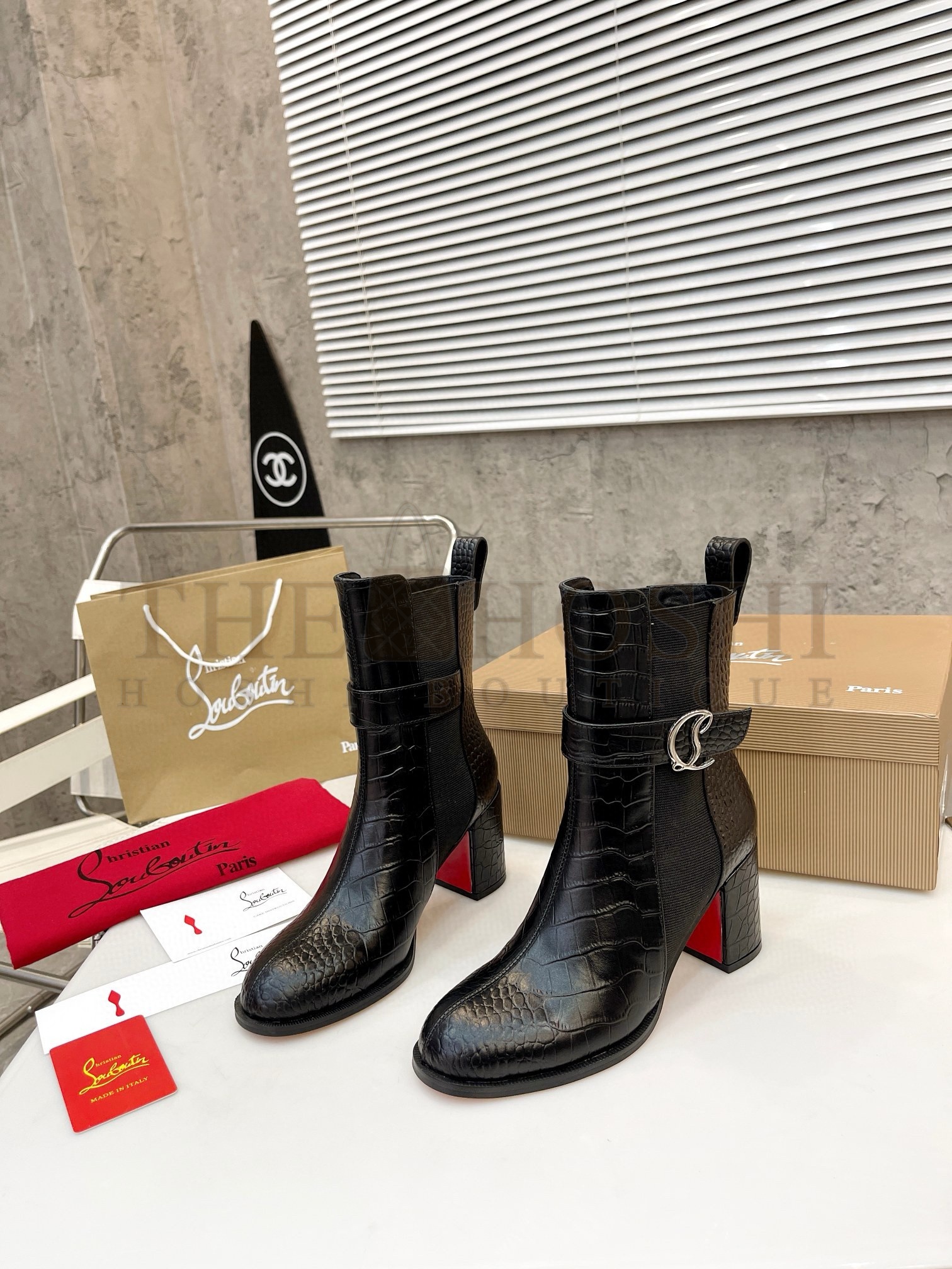 Chr1st1an Louboutin CL Chelsea Ankle Boots 70MM in Alligator Embossed Leather Master Quality