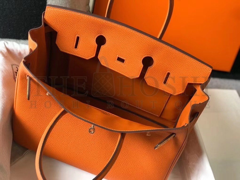 H**me5 Birkin 35 Bag in Orange Clemence Leather with GHW Master Quality