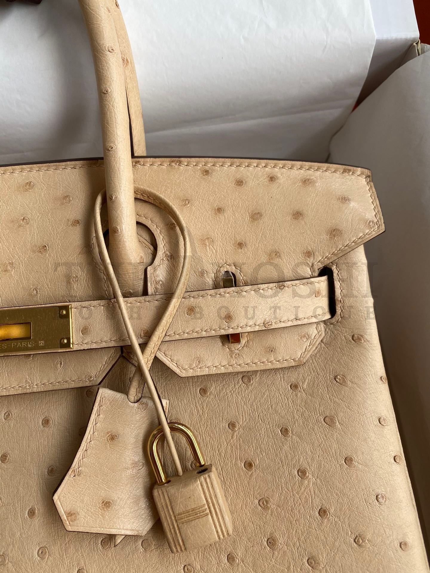 H**me5 Birkin 30 Retourne Handmade Bag In Chai Ostrich Leather Master Quality