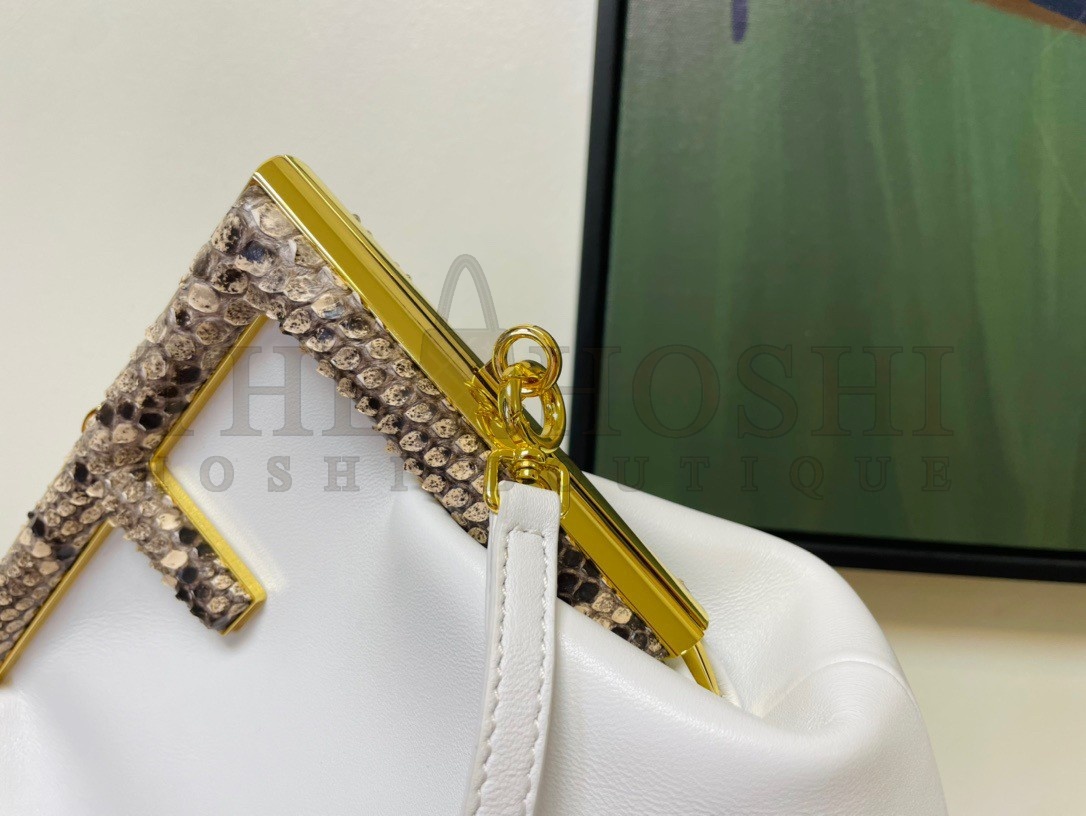 F**di First Small Bag In White Nappa Leather with Python F Master Quality