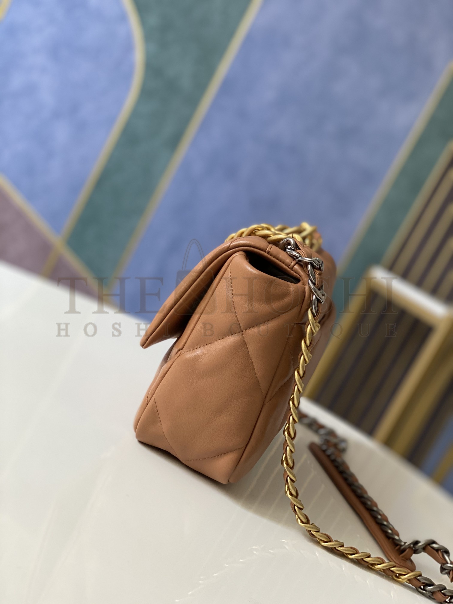 Ch**el Women Ch**el 19 Flap Bag Lambskin Gold Silver-Tone Ruthenium-Finish Metal Brown Master Quality