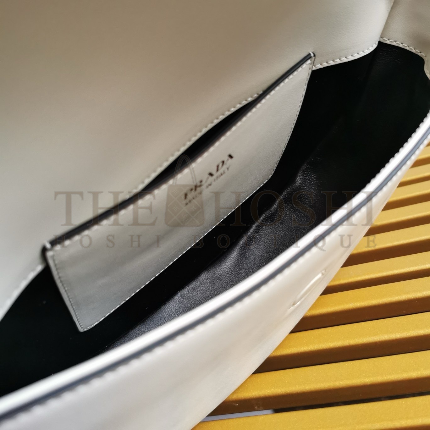 Pra*a Arque Shoulder Bag with Flap in White Leather Master Quality