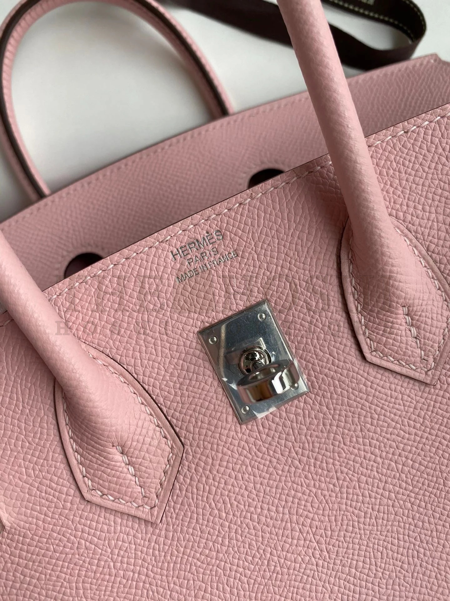 H**me5 Birkin 25 Retourne Handmade Bag In Rose Sakura Epsom Calfskin Master Quality