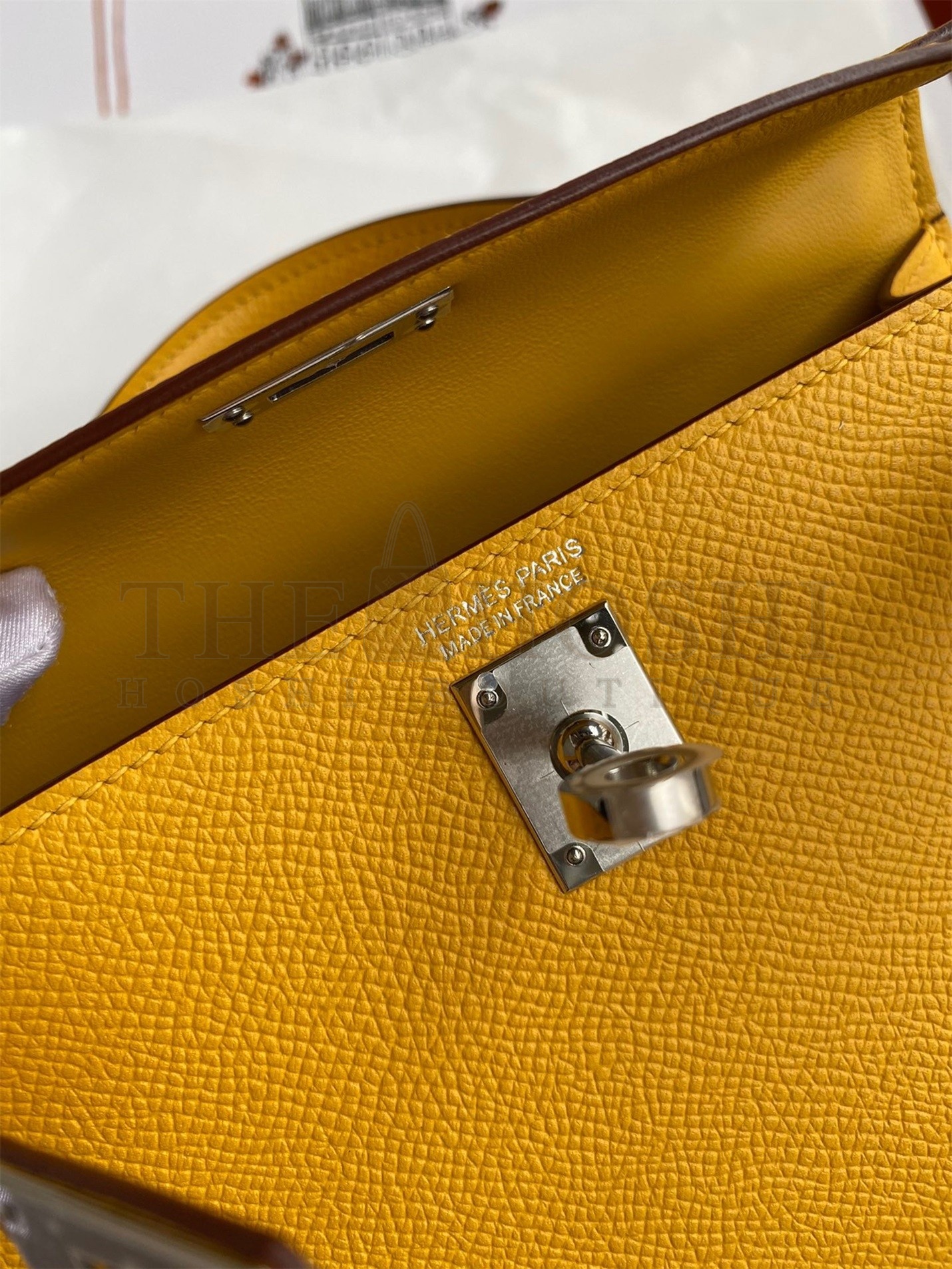 H**me5 Kelly Mini II Sellier Handmade Bag In Jaune Ambre Epsom Calfskin Master Quality