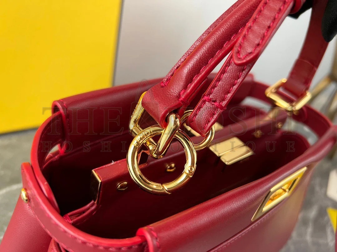F**di Peekaboo Mini Bag In Red Nappa Leather Master Quality
