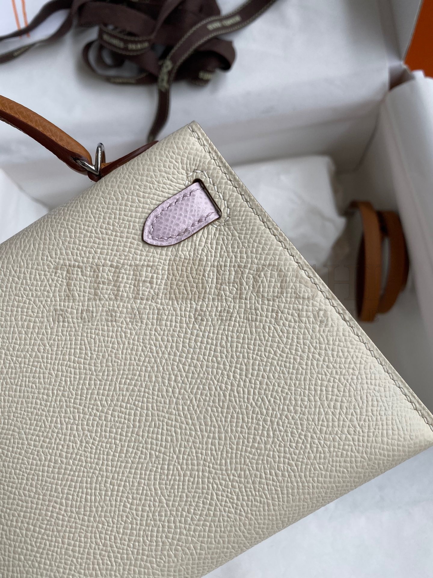H**me5 HSS Kelly Mini II Sellier Tri-color Bag In Craie/Pink/Gold Epsom Calfskin Master Quality