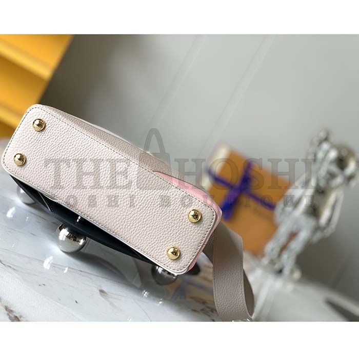 L0vis Vvtt0n LV Women Capucines BB Handbag Beige Taurillon Patent Leather Smooth Calfskin Master Quality