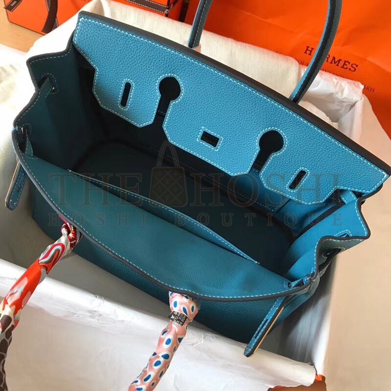 H**me5 Blue Jean Birkin 30cm Clemence Handmade Bag Master Quality