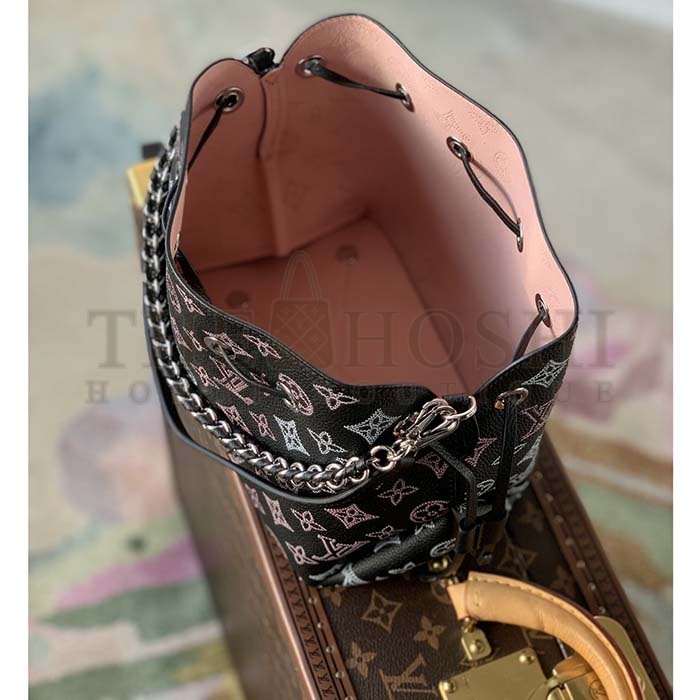 L0vis Vvtt0n LV Women Bella Bucket Bag Black Perforated Mahina Calf Leather Master Quality