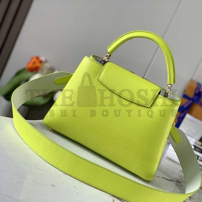 L0vis Vvtt0n LV Women Capucines BB Handbag Cedrat Yellow Crème Nacré Taurillon Leather Master Quality