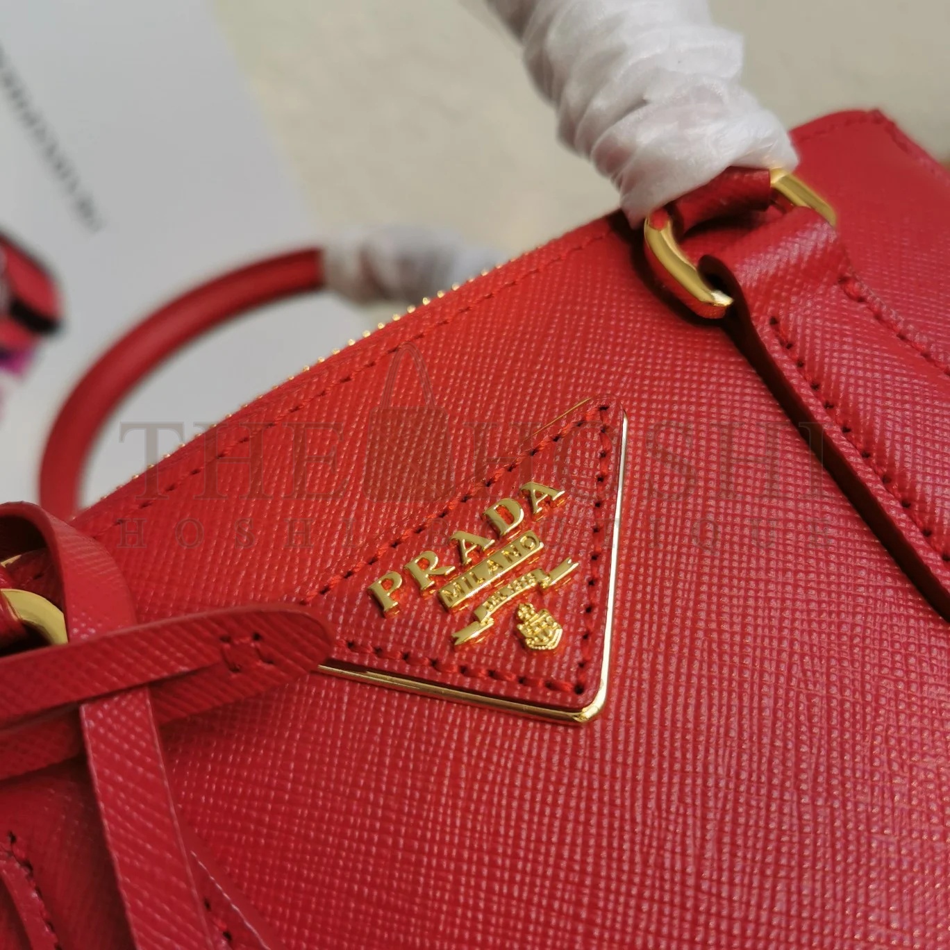 Pra*a Mini Galleria Bag In Red Saffiano Leather Master Quality