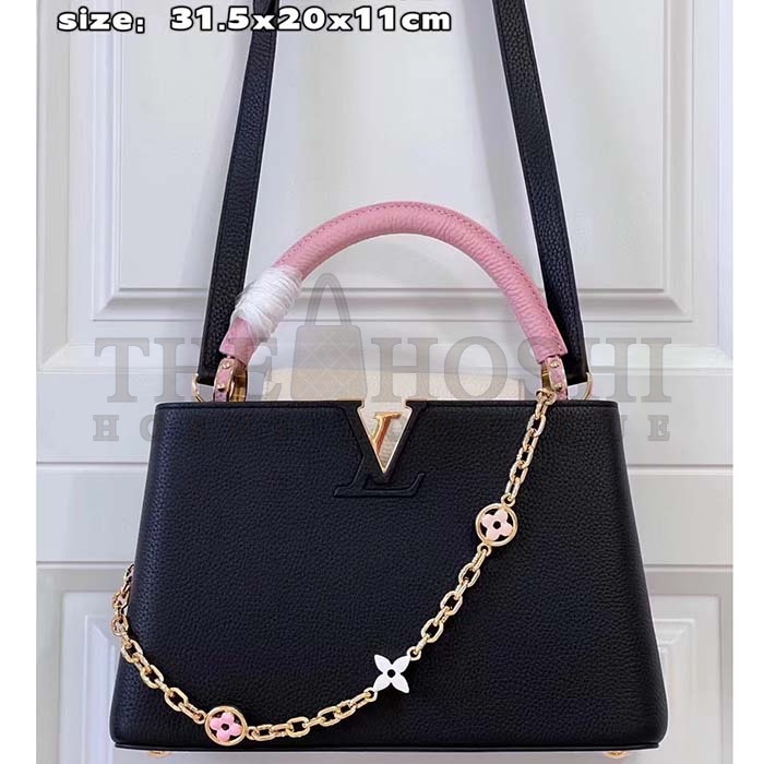 L0vis Vvtt0n LV Women Capucines MM Handbag Black Pink Taurillon Leather Master Quality