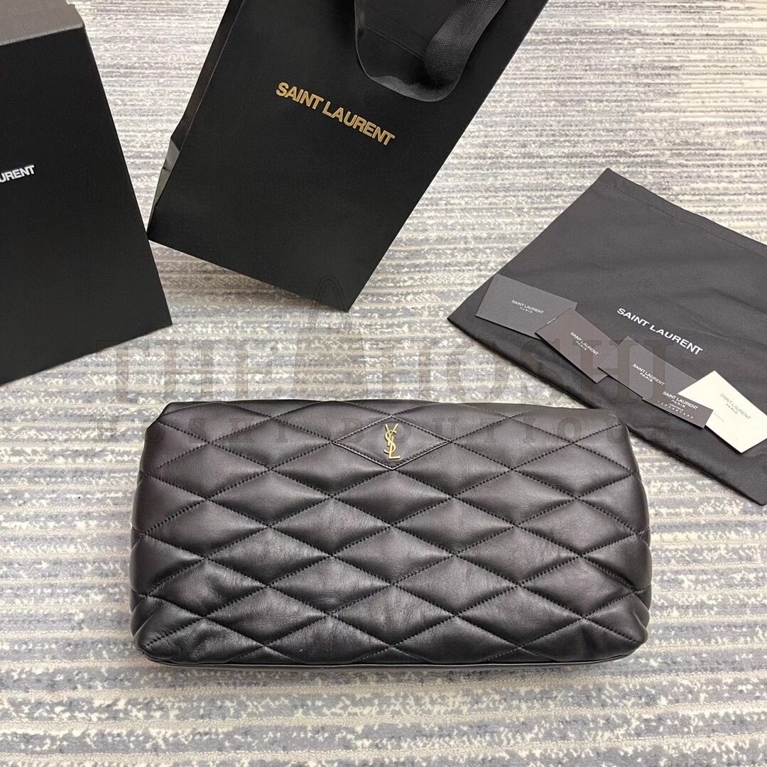 Sa1nt Lau*nt Sade Puffer Envelope Clutch In Black Lambskin Master Quality