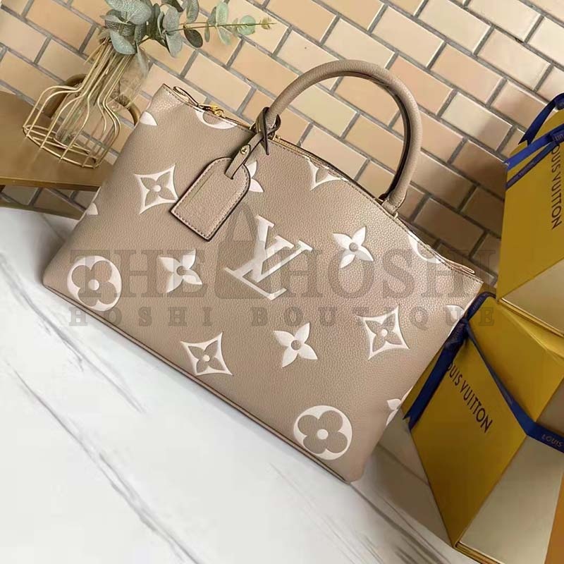 L0vis Vvtt0n LV Women Grand Palais Tote Bag Dove Monogram Embossed Grained Cowhide Master Quality