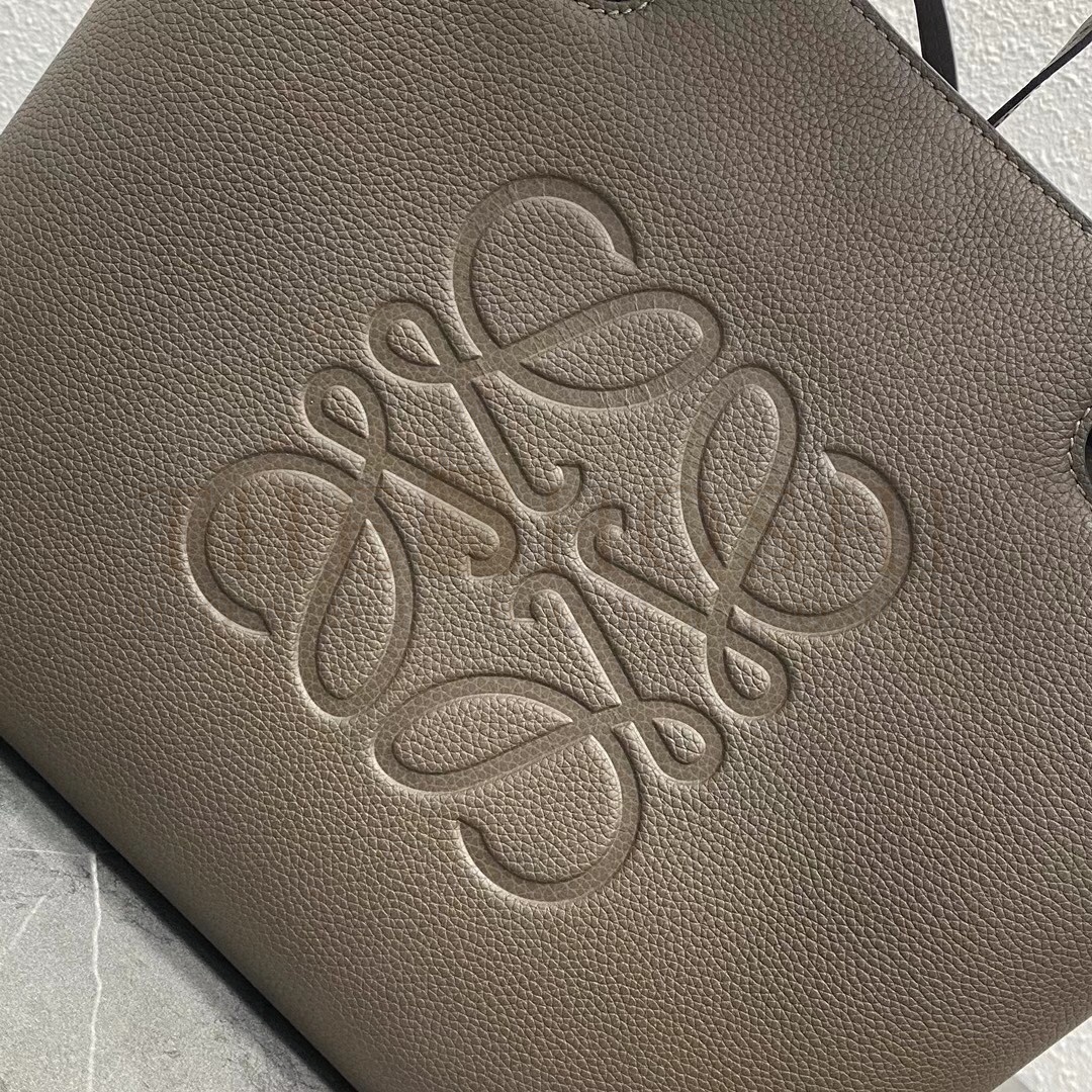 L0ew* Small Anagram Tote In Taupe Grained Calfskin Master Quality