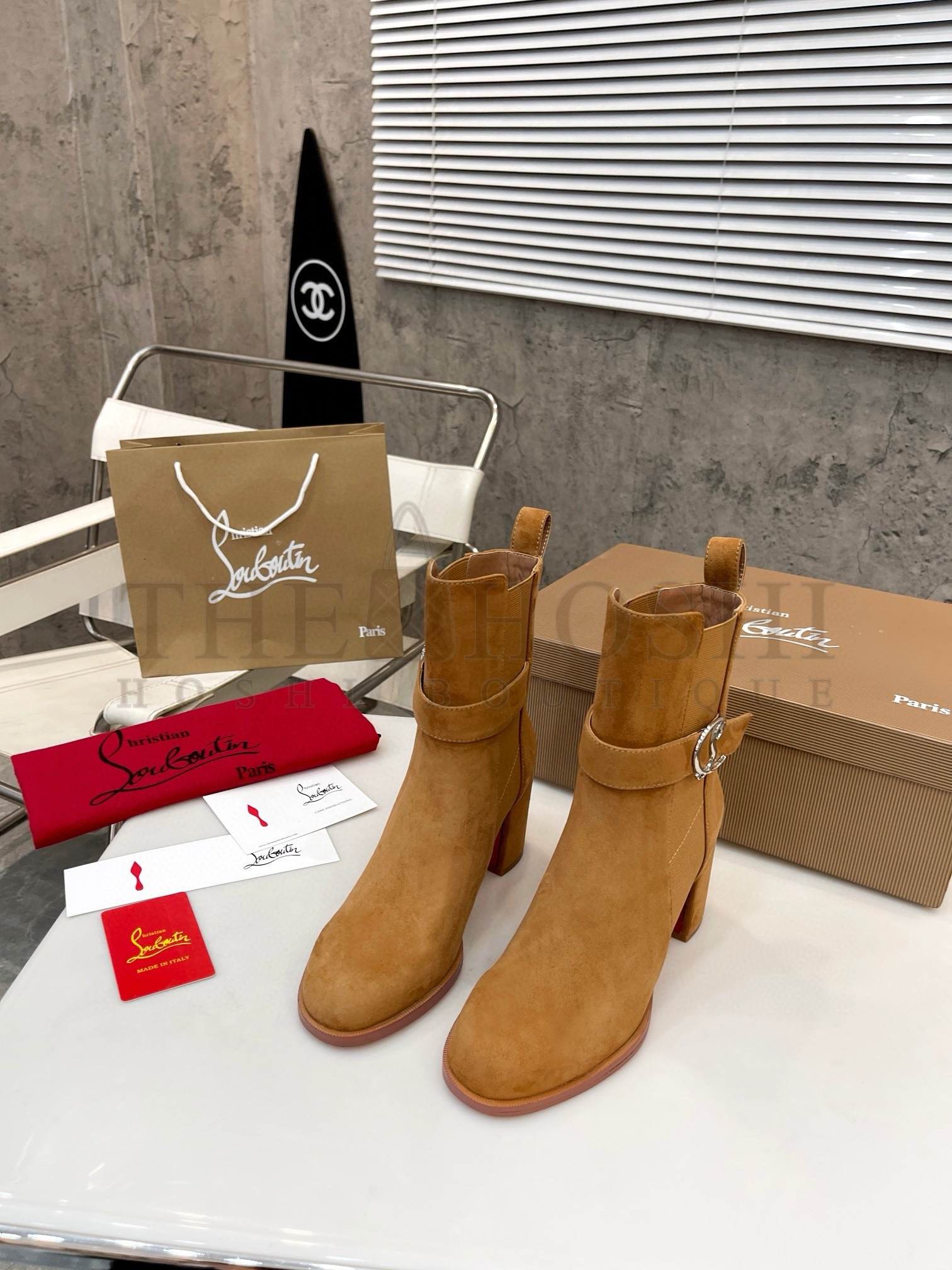 Chr1st1an Louboutin CL Chelsea Ankle Boots 70MM in Brown Suede Master Quality