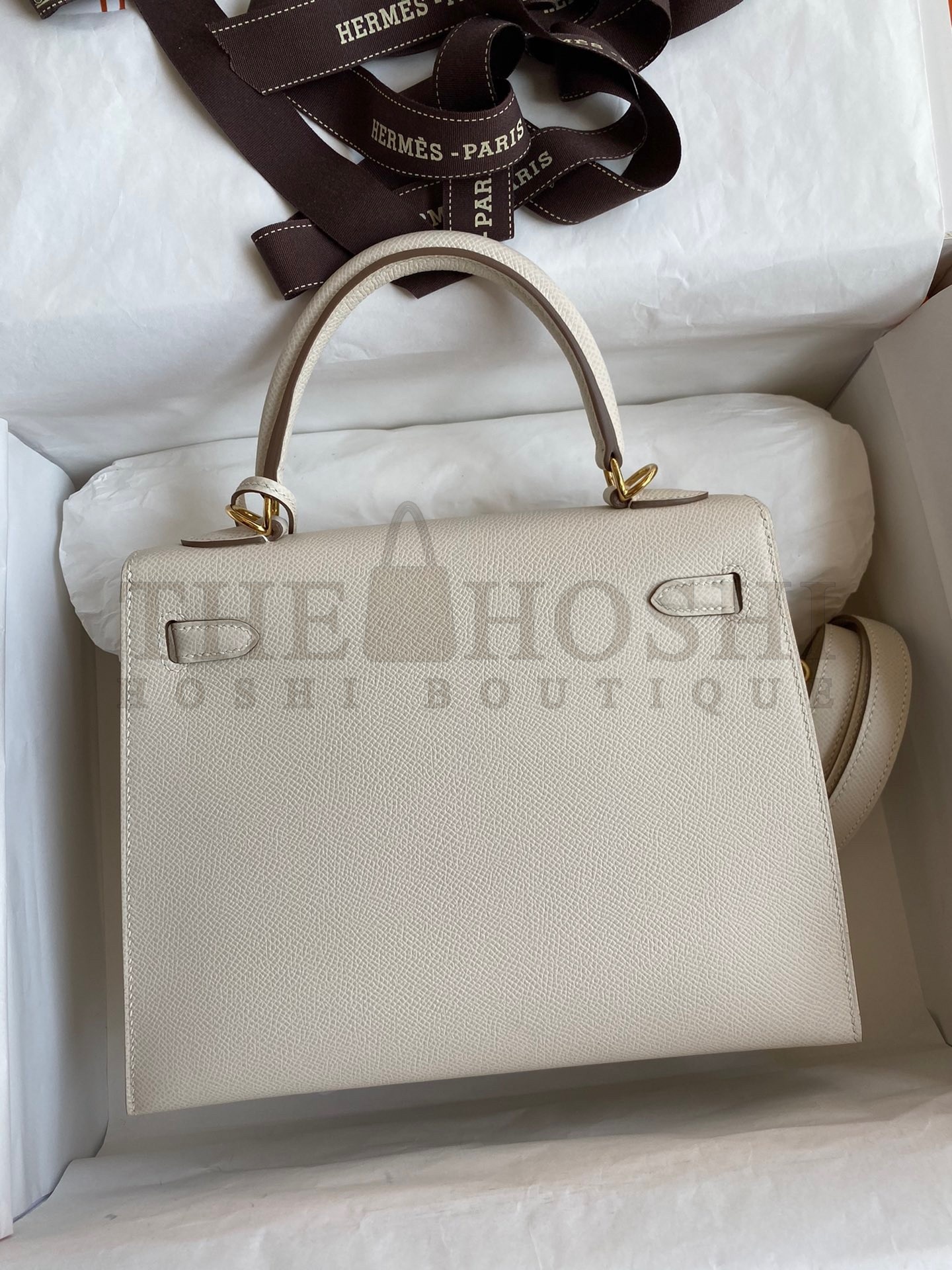 H**me5 Epsom Kelly 25cm Sellier Handmade White Bag Master Quality