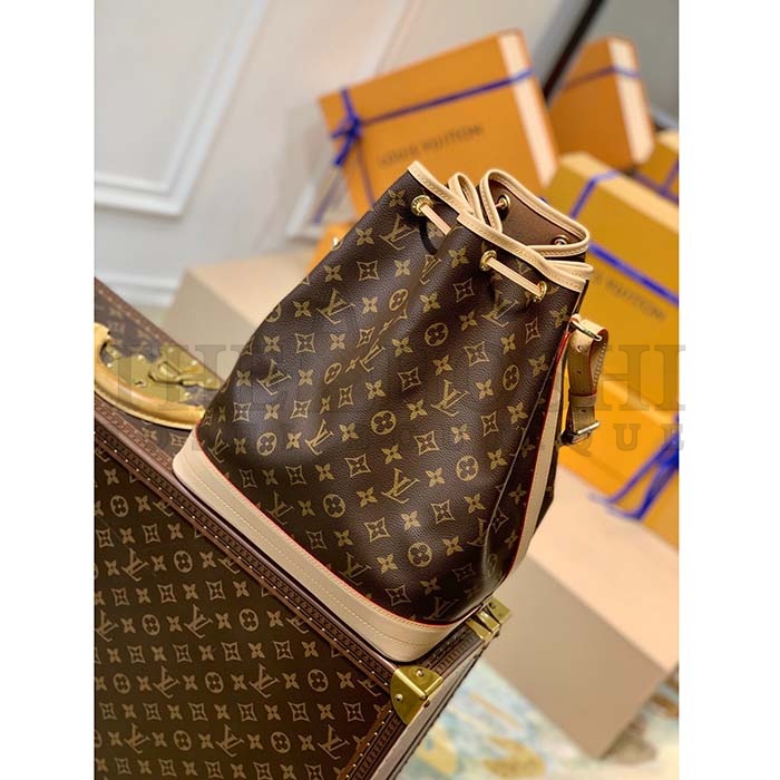 L0vis Vvtt0n LV Women Noé Bucket Bag Brown Monogram Coated Canvas Cowhide Leather Master Quality
