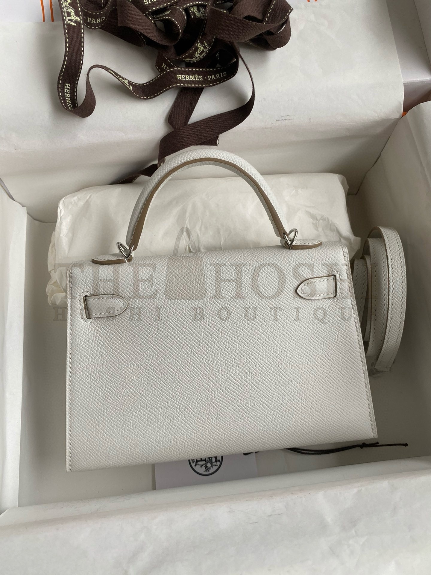H**me5 Kelly Mini II Sellier Handmade Bag In Gris Pale Epsom Calfskin Master Quality